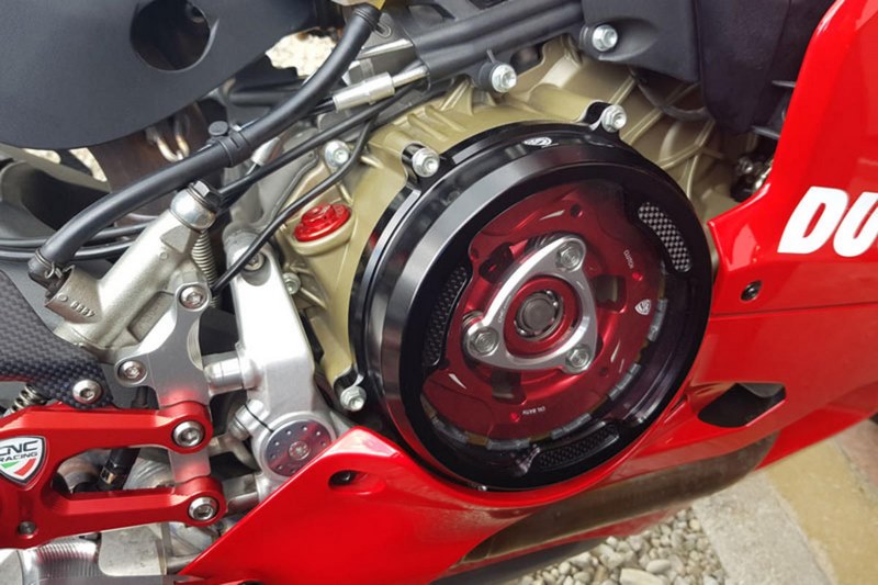 CNC Racing Clear oil bath clutch cover with carbon fiber inlay for Ducati Panigale | CA201