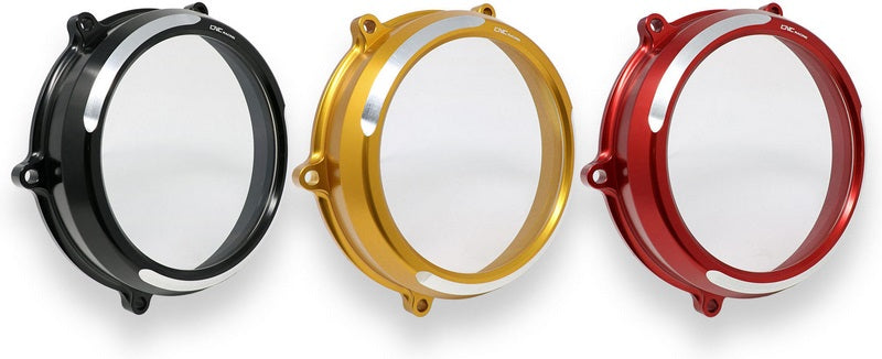 CNC Racing Clear oil bath clutch cover Ducati Streetfighter V4 BICOLOR, Red | CA210RS