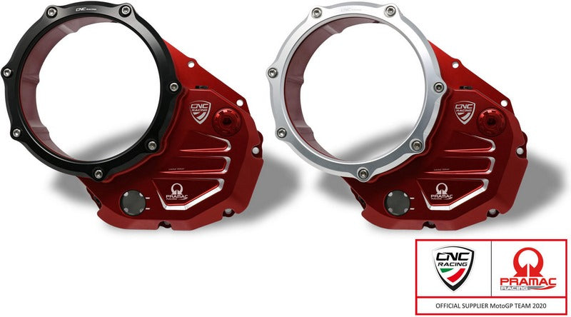 CNC Racing Clear cover oil bath clutch Ducati Pramac Racing Limited Edition, Red/Silver | CA501RSPR