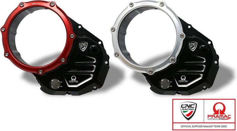 CNC Racing Clear cover oil bath clutch Ducati Pramac Racing Limited Edition, Black/Red | CA502BRPR