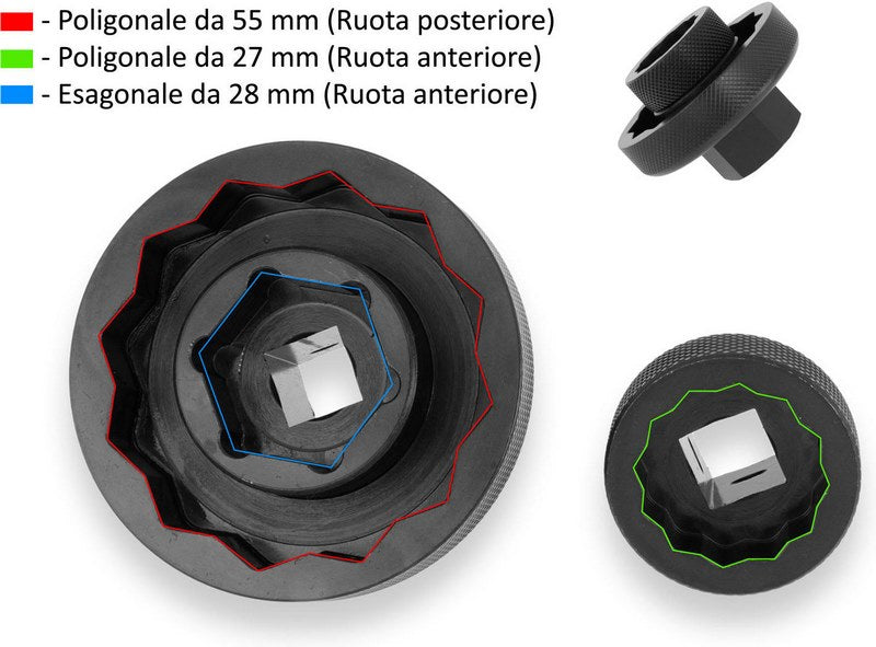 CNC Racing Socket drive tool for front and rear wheel nuts MV AGUSTA, Black | CHM02B