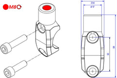 CNC Racing Brembo Master cylinder clamp with Mirror Mount thread M8 right | CV012