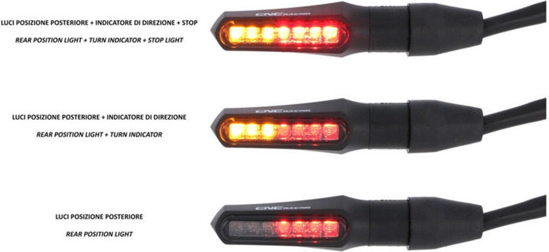 CNC Racing Turn indicator Task + rear position and stop light Led Approved, Black | ID019B