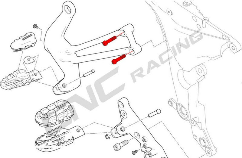 CNC Racing Passenger footpegs holder bolt M8x35 (4 pcs) - Titanium, Titanium | KV396X