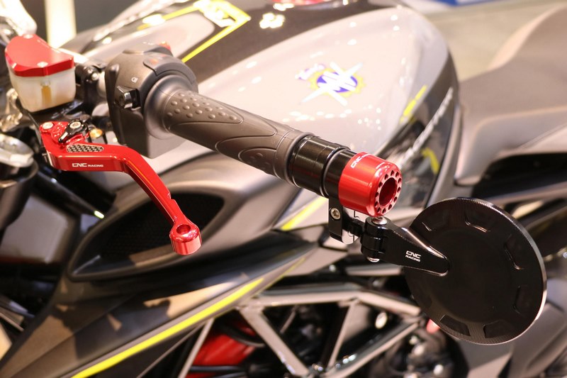 CNC Racing Adapter kit for bar-end mirror, weight and lever guard on MV Agusta Dragster, Black | MRA04B