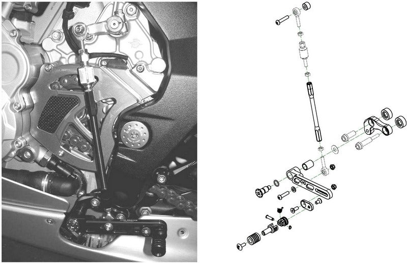 CNC Racing Adjustable rear sets - Reverse shifting MV Agusta , Black | PE330B