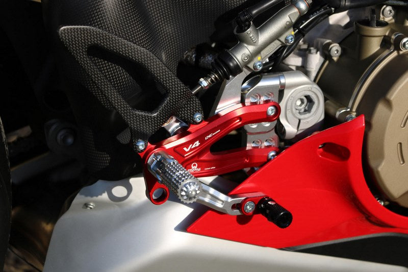 CNC Racing Adjustable rear sets RPS Ducati Panigale V4 R - Pramac Racing Limited Edition, Silver/Red | PE408PR