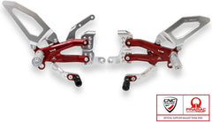CNC Racing Adjustable rearsets Ducati Streetfighter V4 - Pramac Racing limited Edition, Silver/Red | PE409RPR