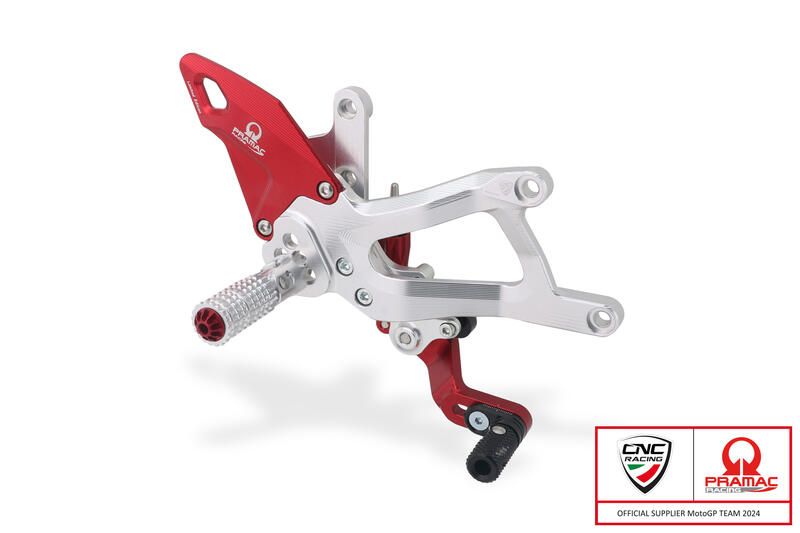 Adjustable rearsets, Silver/Red
