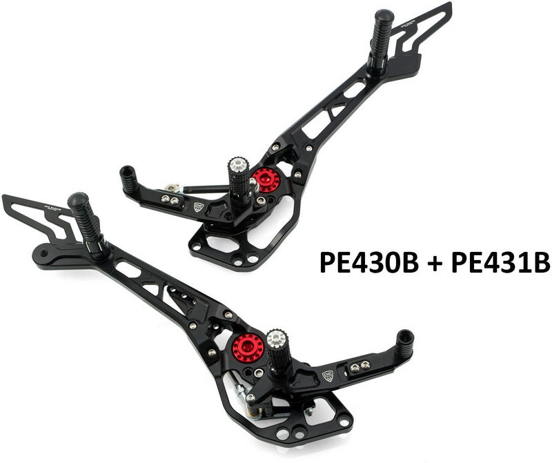 CNC Racing Adjustable rear sets passenger Ducati Hypermotard 821/939, Black | PE431B