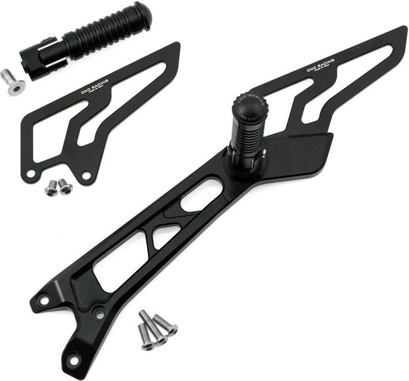 CNC Racing Adjustable rear sets passenger Ducati Hypermotard 821/939, Black | PE431B