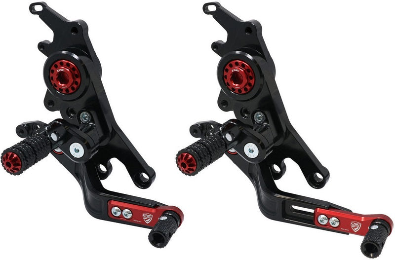 CNC Racing Adjustable rear sets rider Ducati Hypermotard 950, Black/Red | PE432BR