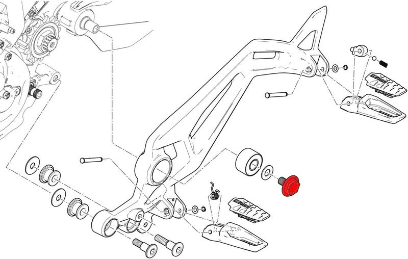 CNC Racing Central bolt kit for OEM rearsets Ducati | PEV06