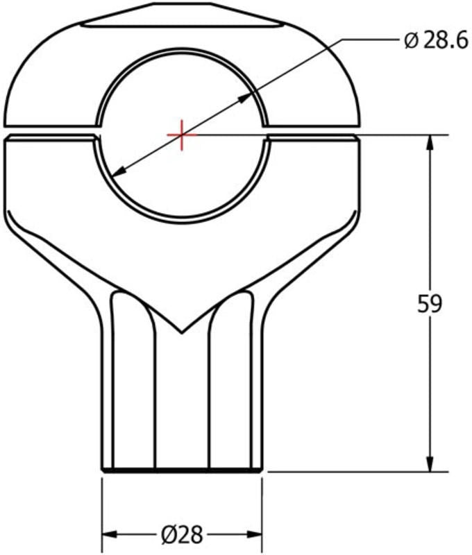 CNC Racing Riser handlebar conical height 59 mm, Black | RM222B