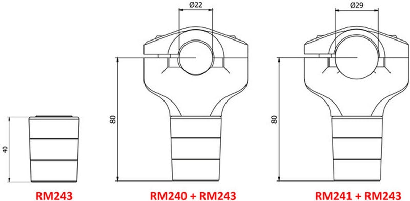 CNC Racing Riser's upper H 40mm., Black | RM243B