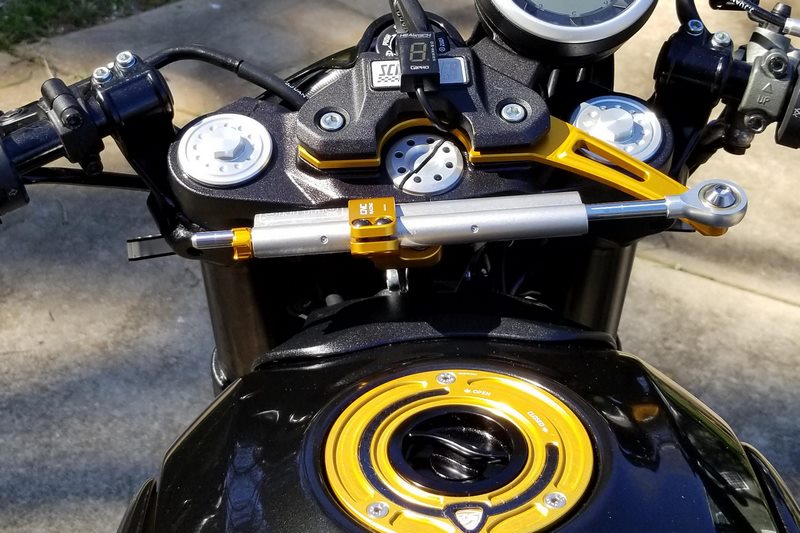 CNC Racing Steering damper kit Ducati Scrambler - Cafe Racer mounting accessory, Black | SDA01B
