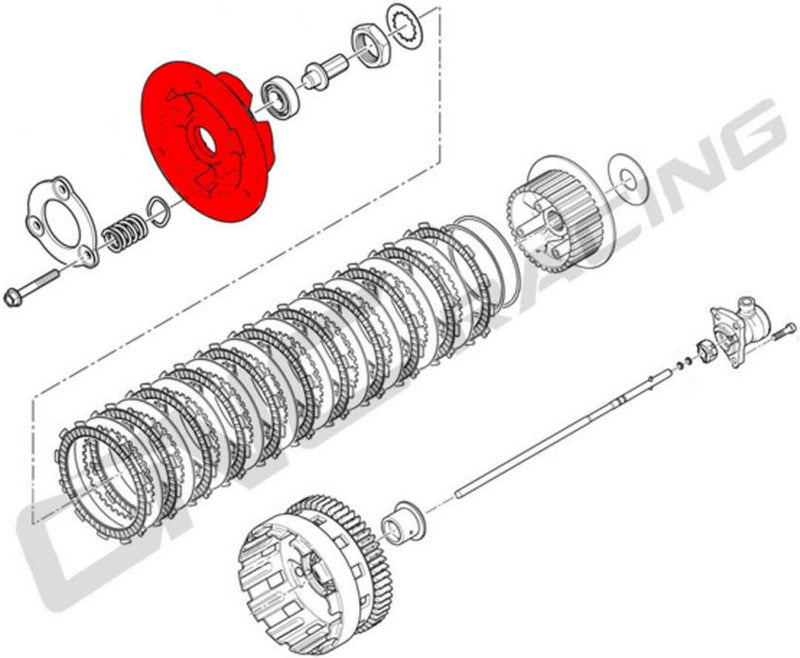 CNC Racing Pressure plate oil bath clutch Ducati, Red | SP200R