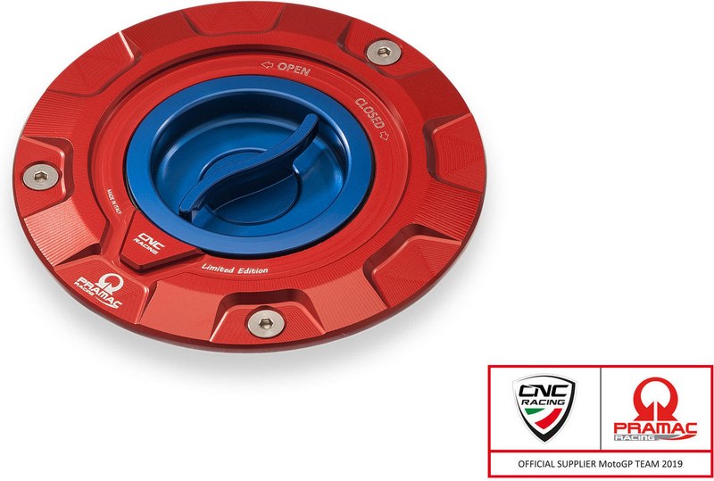 CNC Racing Fuel tank cap Pramac Racing Limited Edition, Rosso/Blu | TS423RPR