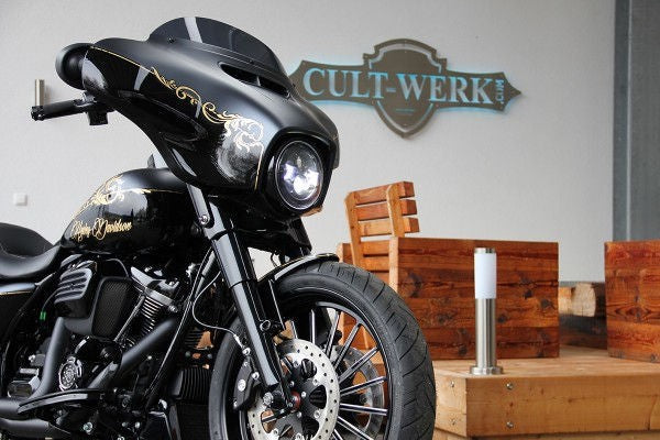Cult-Werk HARLEY TOURING - 7" LED Scheinwerfer (schwarz) | HD-UNI008