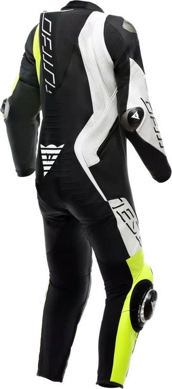 Dainese AUDAX D-ZIP 1PC PERF. LEATHER SUIT, BLACK/YELLOW-FLUO/WHITE | 2015100002-P86