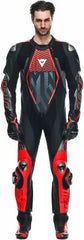 Dainese AUDAX D-ZIP 1PC PERF. LEATHER SUIT, BLACK/RED-FLUO/ANTHRACITE | 2015100002-Z09