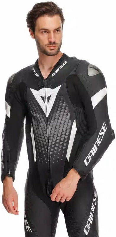 Dainese LAGUNA SECA 6 PERF 1PC LEATHER SUIT, BLACK/WHITE/ANTHRACITE, Size 52 | 2015100061F13012
