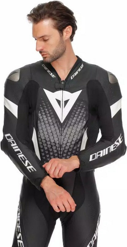 Dainese LAGUNA SECA 6 PERF 1PC LEATHER SUIT, BLACK/WHITE/ANTHRACITE, Size 52 | 2015100061F13012