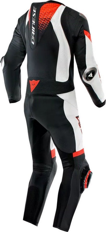 Dainese LAGUNA SECA 6 PERF 1PC LEATHER SUIT, BLACK/WHITE/RED-FLUO, Size 50 | 2015100061N32011