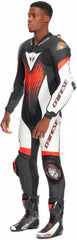 Dainese LAGUNA SECA 6 PERF 1PC LEATHER SUIT, BLACK/WHITE/RED-FLUO, Size 50 | 2015100061N32011