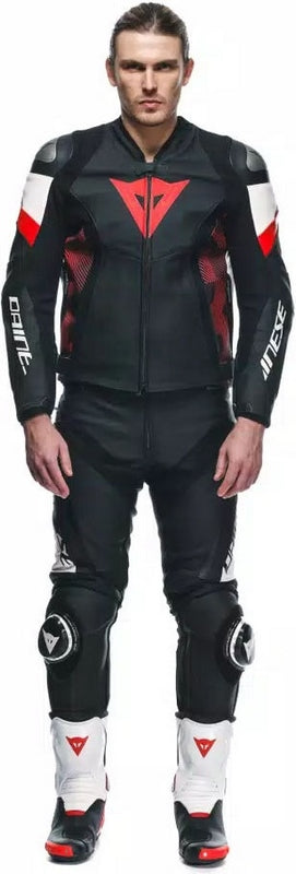 Dainese AVRO 5 LEATHER JACKET, BLACK/RED-LAVA/WHITE | 2015300001-A77