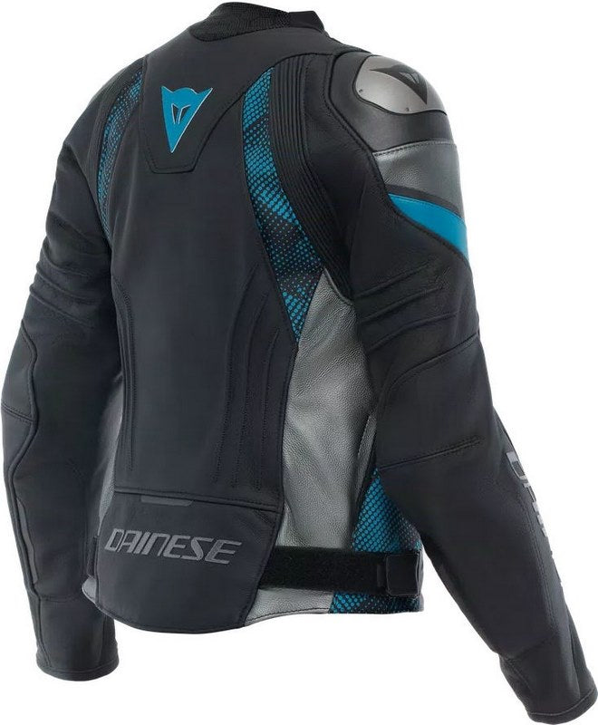 Dainese AVRO 5 LEATHER JACKET WMN, BLACK/TEAL/ANTHRACITE | 2015300002-36L