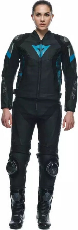 Dainese AVRO 5 LEATHER JACKET WMN, BLACK/TEAL/ANTHRACITE | 2015300002-36L