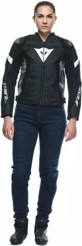 Dainese AVRO 5 LEATHER JACKET WMN, BLACK/BLACK/WHITE | 2015300002-948