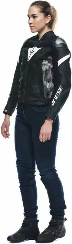 Dainese AVRO 5 LEATHER JACKET WMN, BLACK/BLACK/WHITE | 2015300002-948