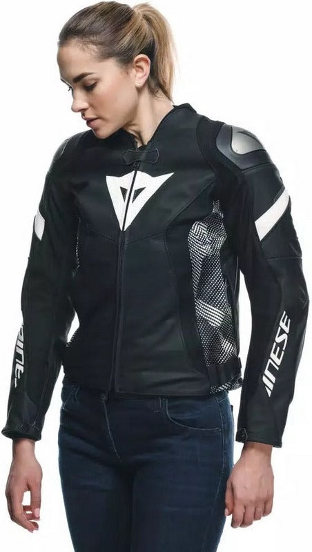 Dainese AVRO 5 LEATHER JACKET WMN, BLACK/BLACK/WHITE | 2015300002-948