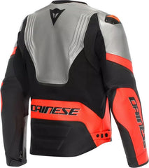 Dainese RACING 5 LEATHER JACKET, SILVER/BLACK/RED-FLUO | 2015300031-245