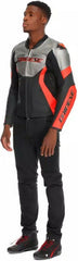 Dainese RACING 5 LEATHER JACKET, SILVER/BLACK/RED-FLUO | 2015300031-245