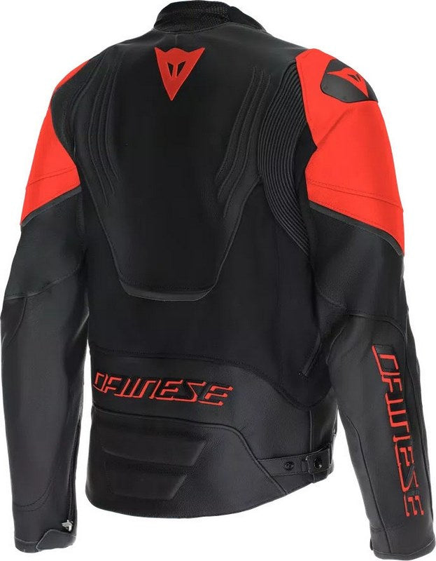 Dainese RACING 5 LEATHER JACKET, BLACK/BLACK/RED-FLUO | 2015300031-P75