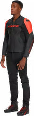 Dainese RACING 5 LEATHER JACKET, BLACK/BLACK/RED-FLUO | 2015300031-P75