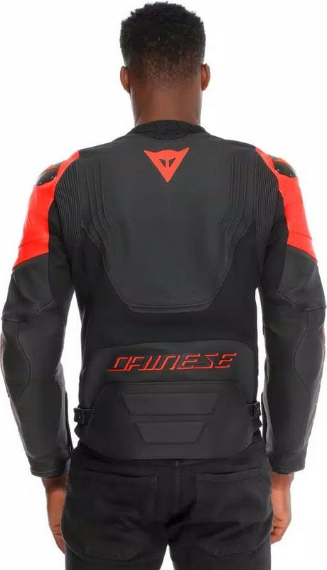 Dainese RACING 5 PERF LEATHER JACKET, BLACK/BLACK/RED-FLUO | 2015300032-P75