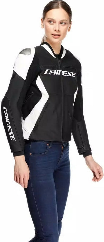 Dainese RACING 5 LEATHER JACKET WMN, BLACK/WHITE | 2015300034-622