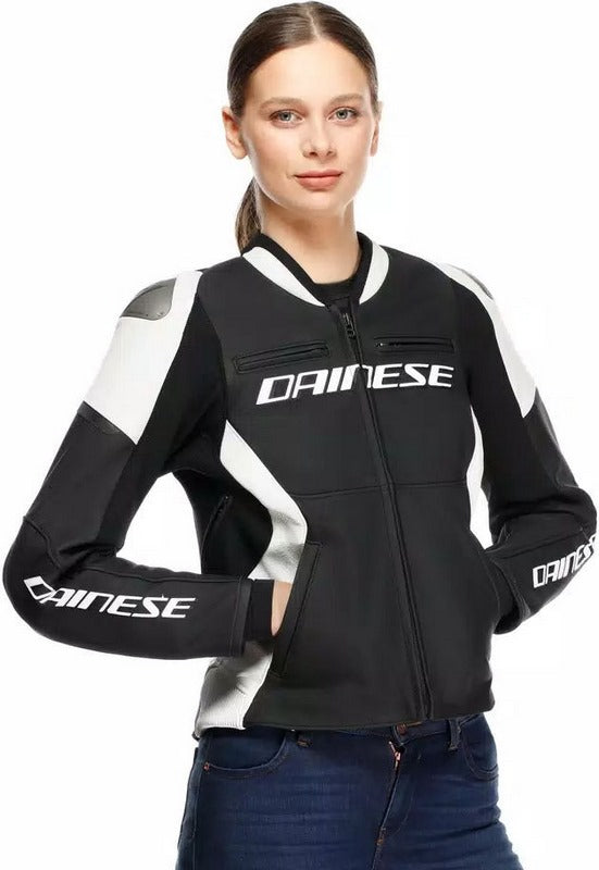 Dainese RACING 5 LEATHER JACKET WMN, BLACK/WHITE | 2015300034-622