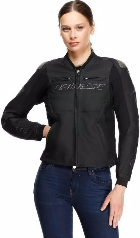 Dainese RACING 5 LEATHER JACKET WMN, BLACK/BLACK | 2015300034-631