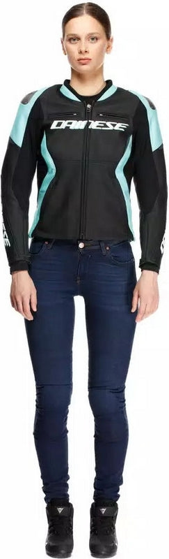 Dainese RACING 5 LEATHER JACKET WMN, BLACK/WATER | 2015300034-77N