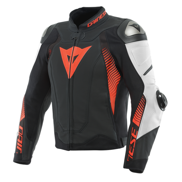 Dainese Super Speed 4 Leather Jacket Perf. Black-Matt/White/Fluo-Red | 201533871-23A