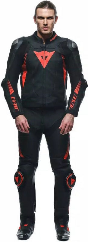 Dainese SUPER SPEED LEATHER PANTS, BLACK/RED-FLUO | 2015500001-628