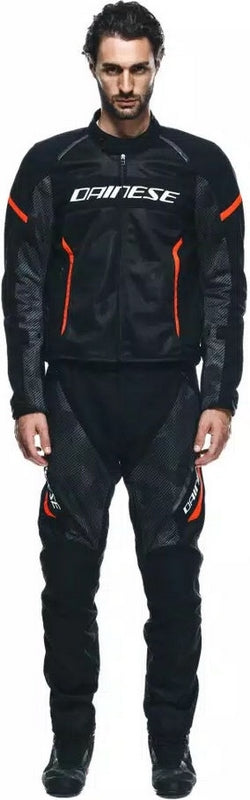 Dainese AIR FRAME 3 TEX JACKET, BLACK/BLACK/RED-FLUO | 2017300003-P75