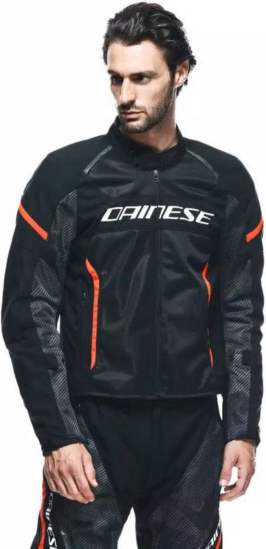 Dainese AIR FRAME 3 TEX JACKET, BLACK/BLACK/RED-FLUO | 2017300003-P75