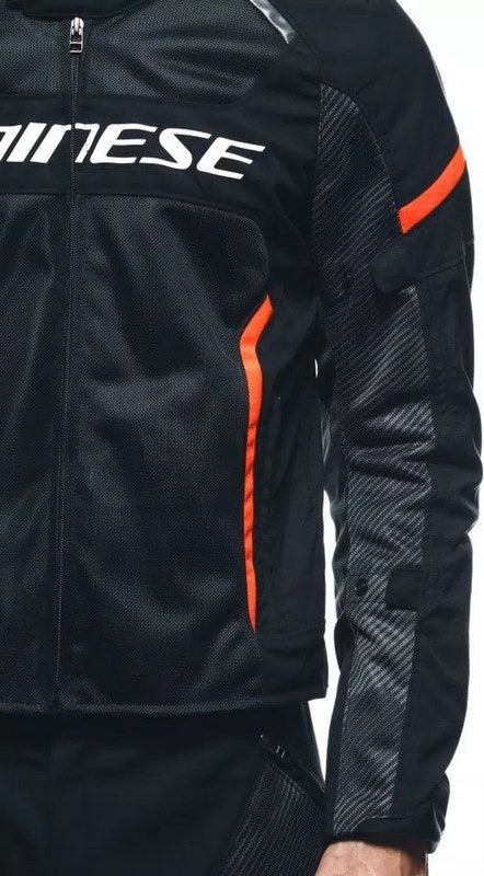 Dainese AIR FRAME 3 TEX JACKET, BLACK/BLACK/RED-FLUO | 2017300003-P75