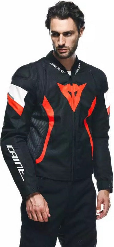Dainese AVRO 5 TEX JACKET, BLACK/RED-FLUO/WHITE | 2017300006-W12